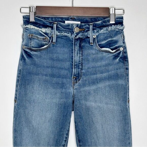 Good American Good Waist High Rise Skinny Jeans Blue 531 Size 0/25 - Picture 6 of 10